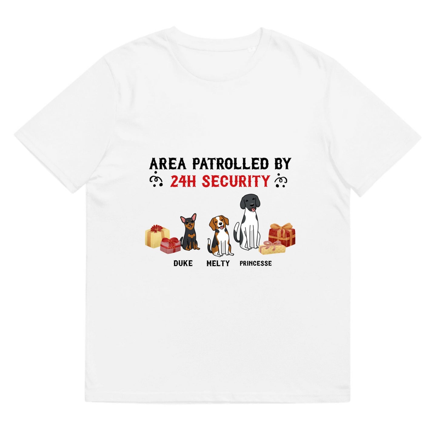 T-shirt area patrolled by 24h security chien