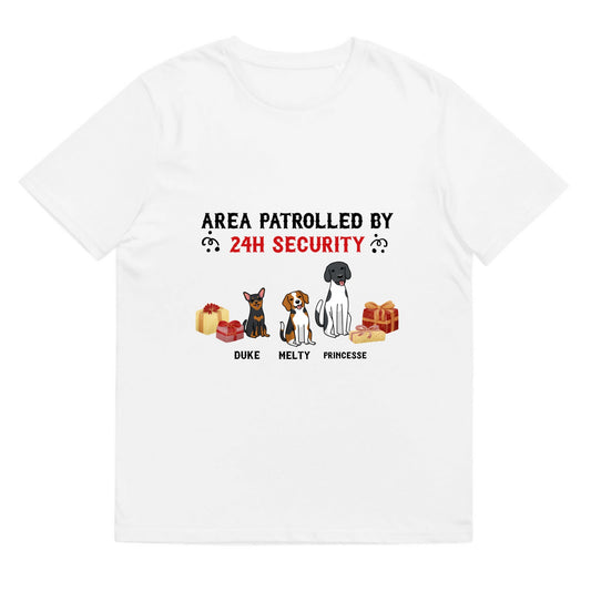 T-shirt area patrolled by 24h security chien