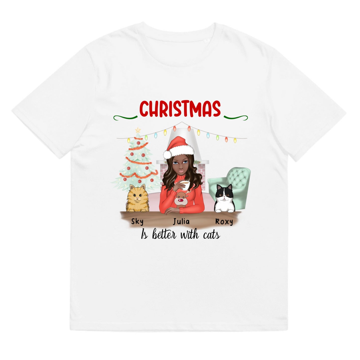 T-shirt Christmas is better with cats