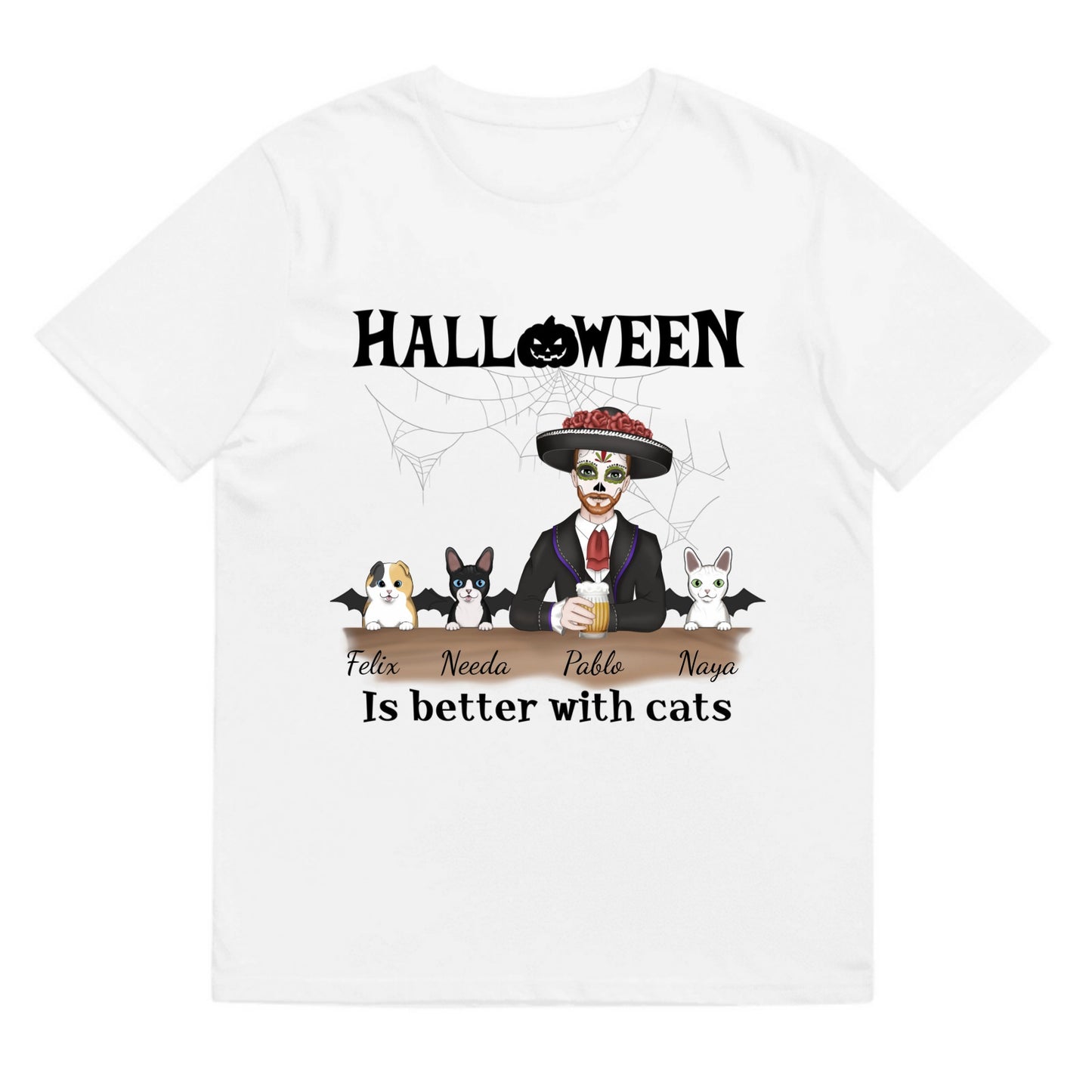 T-shirt Halloween is better with cats