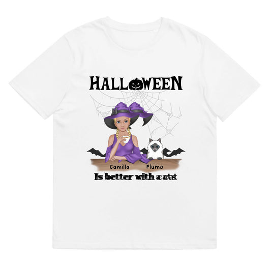 T-shirt Halloween is better with cats