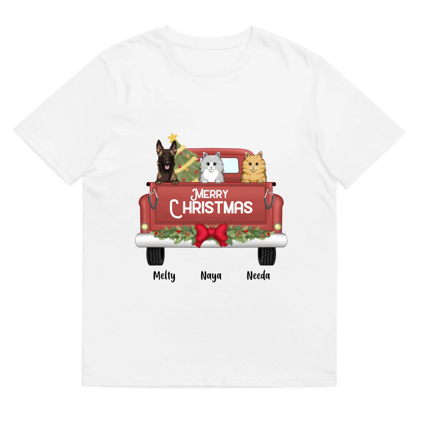 T-shirt Merry christmas chien et chat